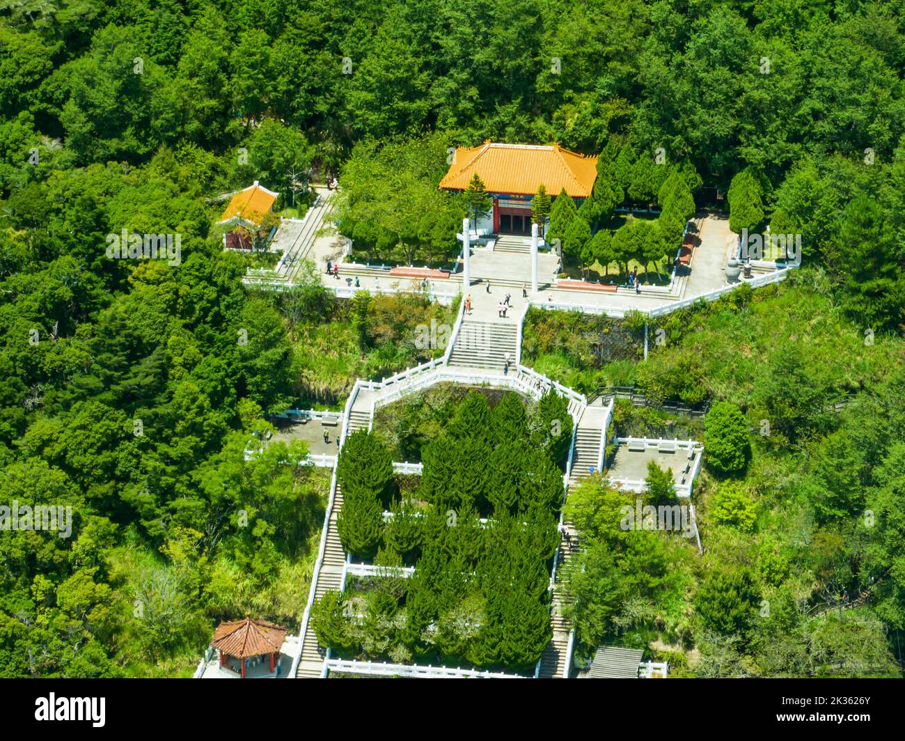 Aerial view of Changching Shrine on The Southern Cross-Island Highway, Taiwan. Stock Photo