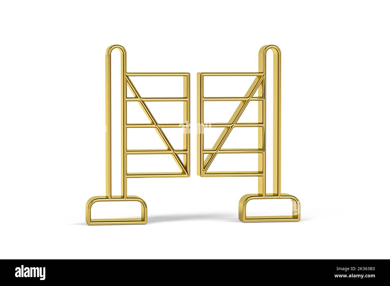 Golden 3d gate icon isolated on white background - 3d render Stock ...