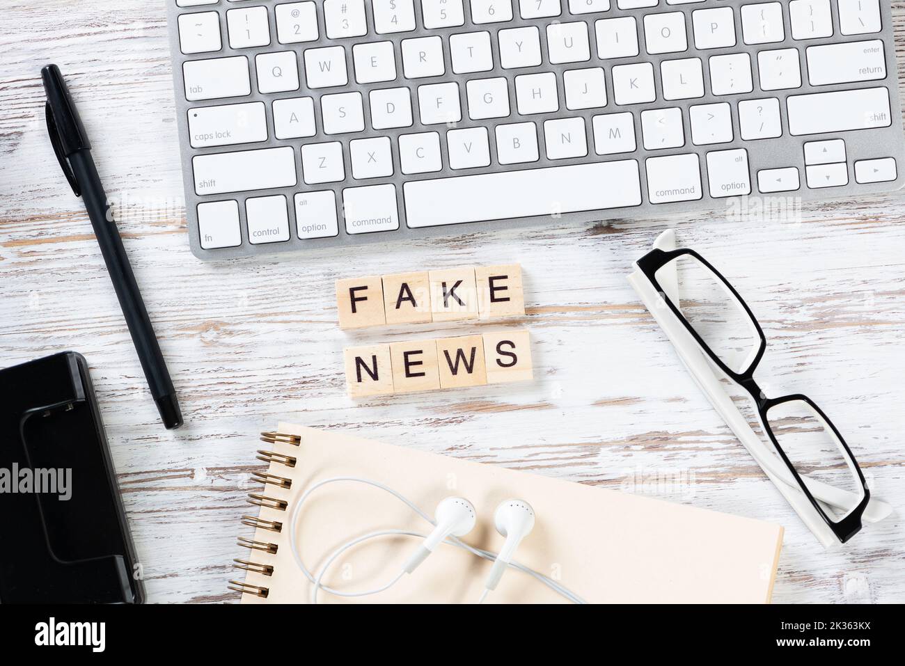 Fake news concept with letters on cubes Stock Photo
