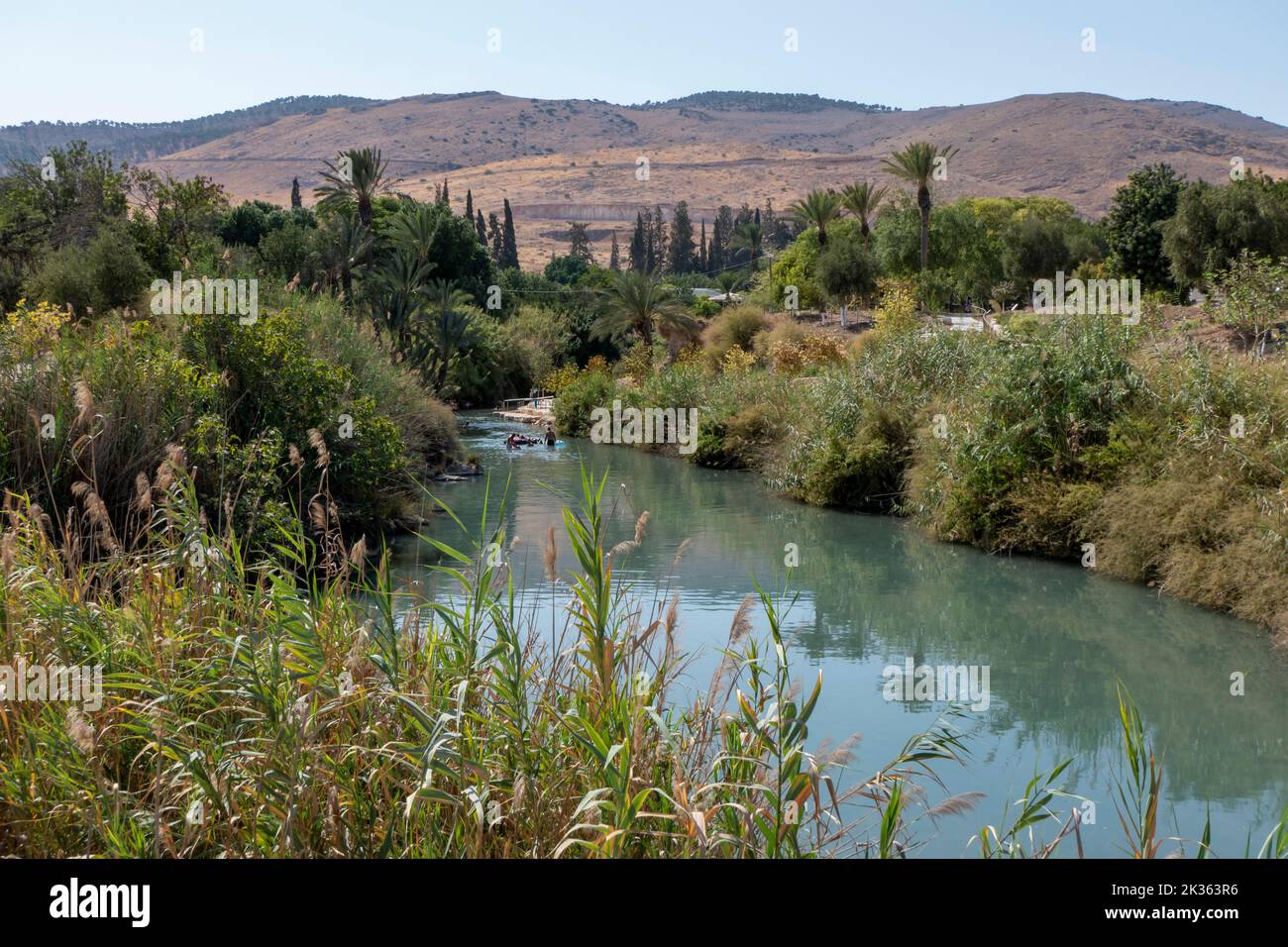 View of a natural spring water pool of Amal stream which crosses the Gan HaShlosha National Park also known by its Arabic name Sakhne in Israel Stock Photo