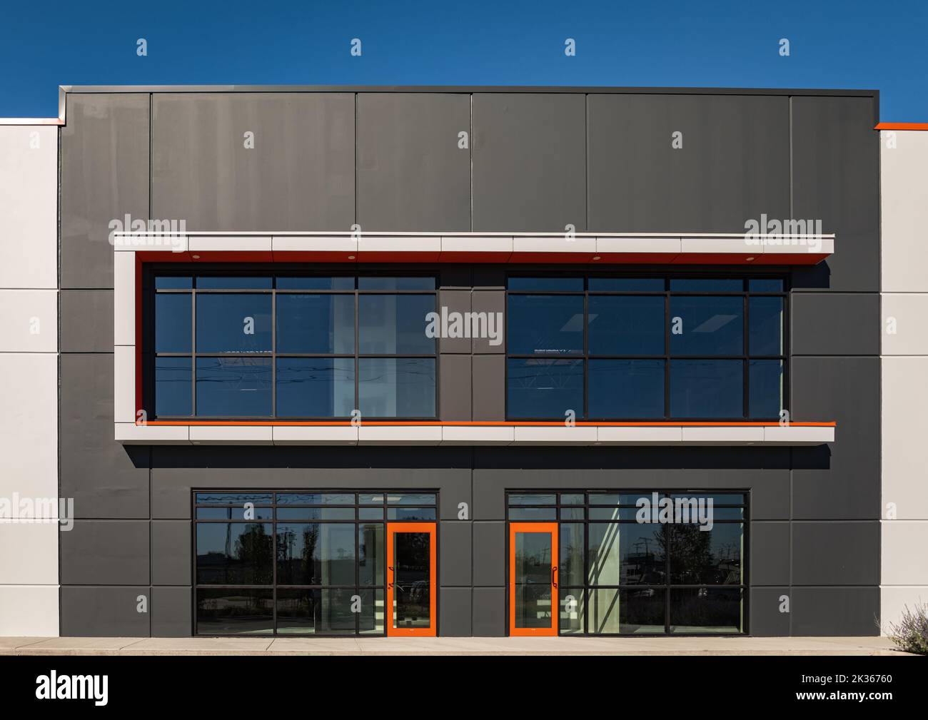 Lowrise office building. Modern development architecture in downtown