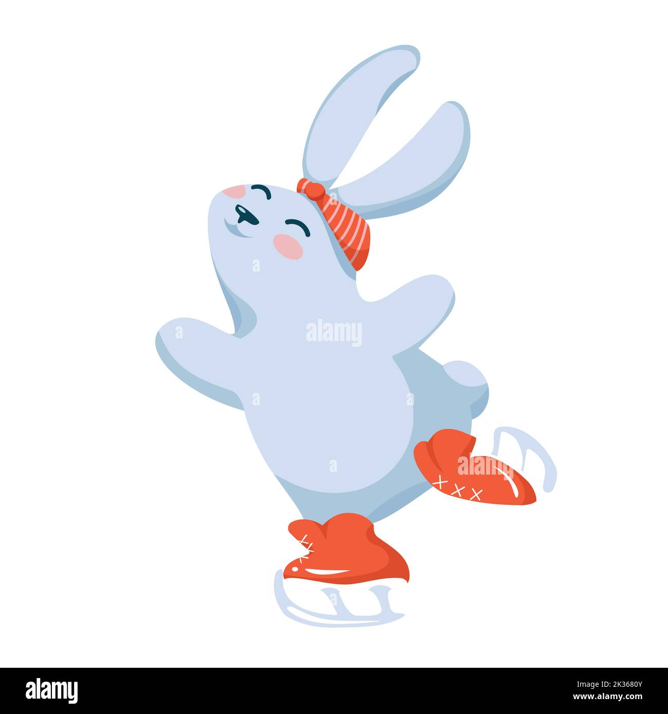 Cute Rabbit Ice Skating Isolated on White Stock Vector Image & Art Alamy
