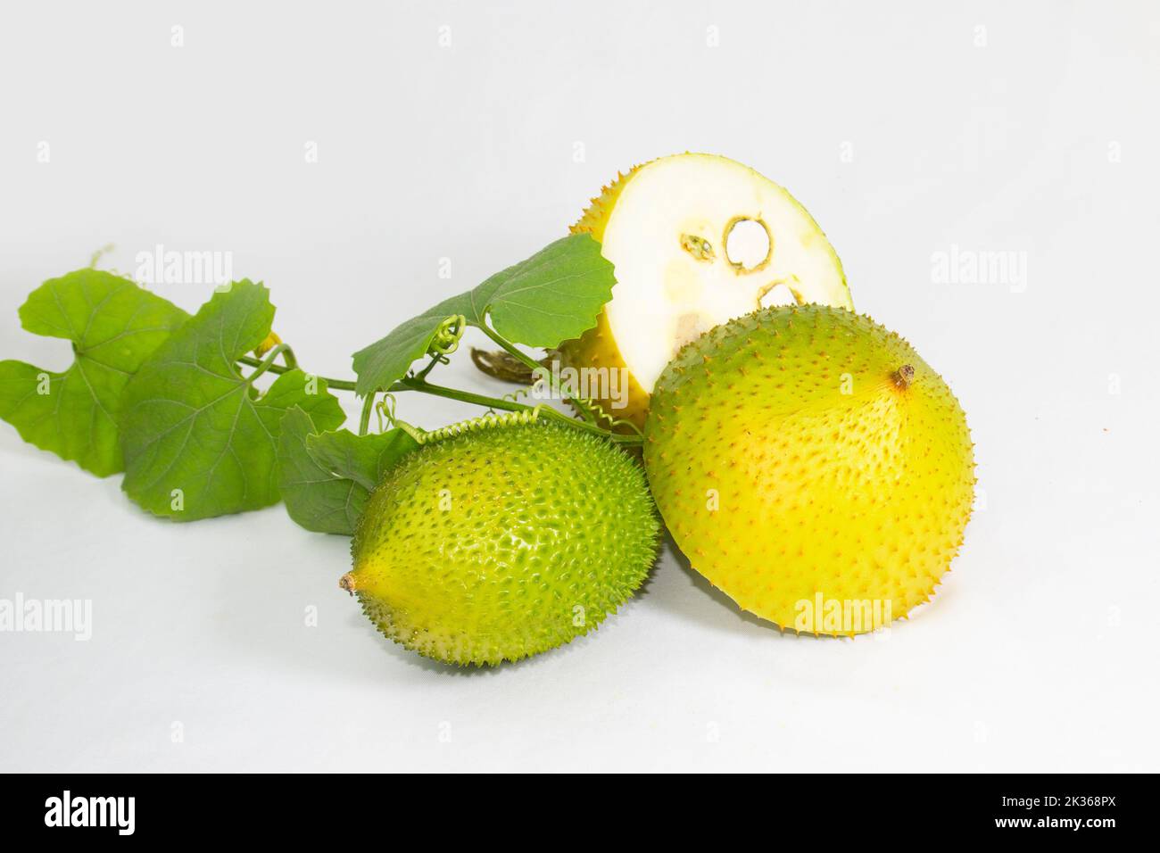 Spiny Bitter Gourd, Sweet Gourd or Cochinchin Gourd on white background