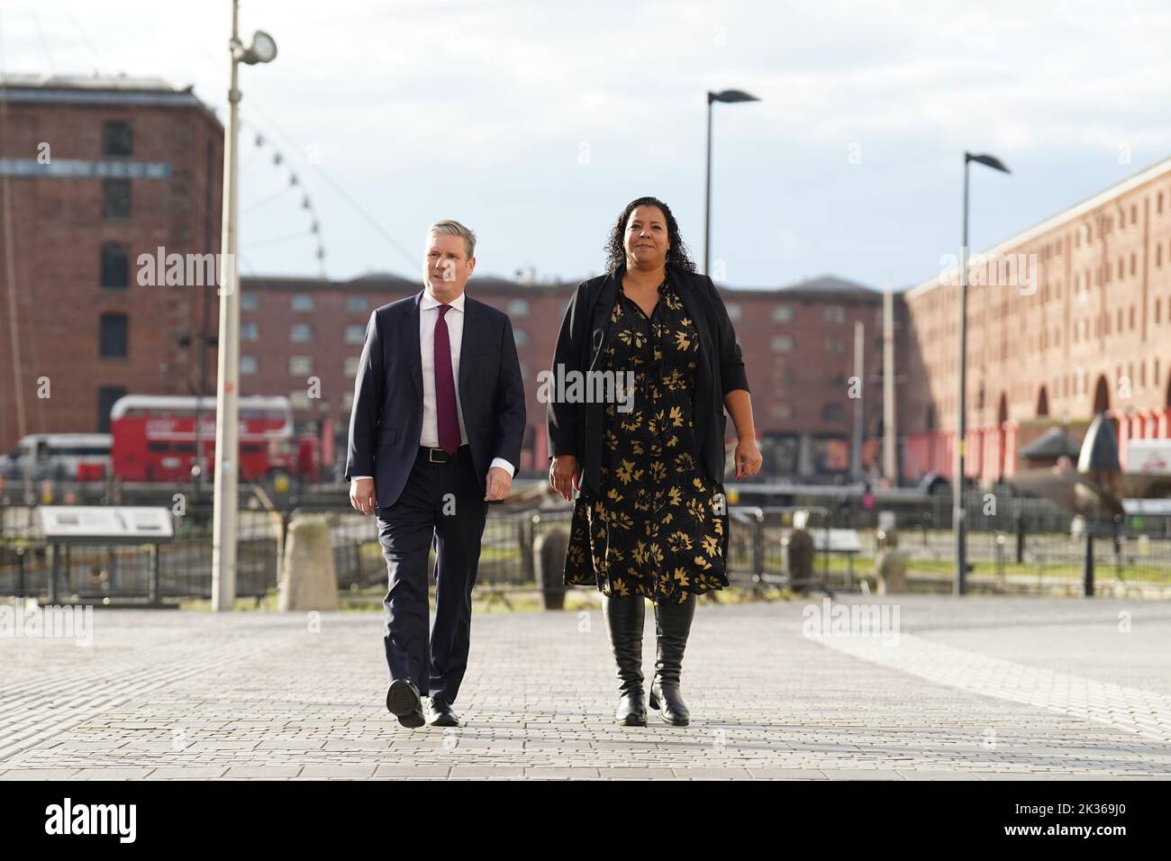 Labour party leader Sir Keir Starmer, arrives at the Museum of Liverpool, with the Mayor of Liverpool Joanne Anderson, to appear on the BBC1 current affairs programme, Sunday with Laura Kuenssberg, as the Labour Party Conference gets underway in Liverpool. Picture date: Sunday September 25, 2022. See PA story POLITICS Labour. Photo credit should read: Stefan Rousseau/PA Wire Stock Photo