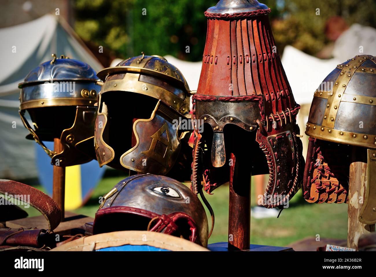 ancient helmets Stock Photo
