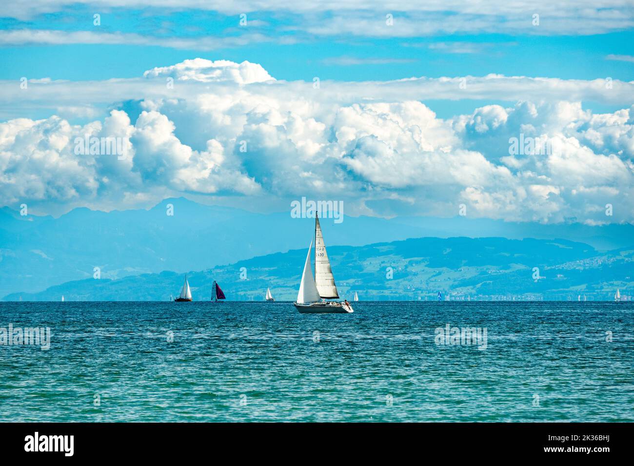 Sailboats cruising on Lake Constance Stock Photo Alamy