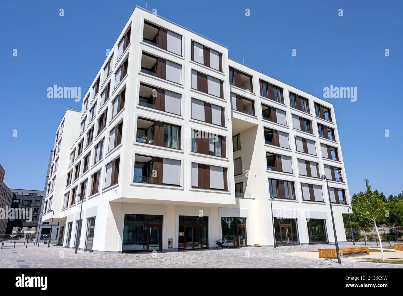 Modern luxury multi-family apartment building seen in Berlin, Germany Stock Photo