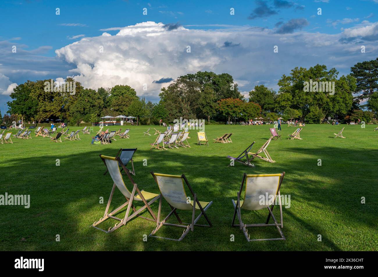 Cumulus cloud at Grafenegg castle, Lower Austria, Austria Stock Photo