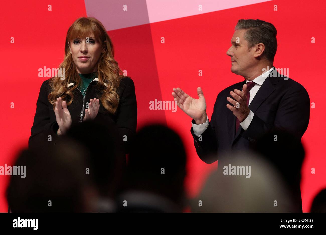 Britain's Labour Party leader Keir Starmer and deputy leader Angela Rayner during the tribute to Britain's Queen Elizabeth at Britain's Labour Party's annual conference in Liverpool, Britain, September 25, 2022. REUTERS/Phil Noble Stock Photo