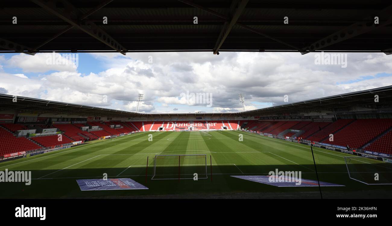 General View of the Eco-Power Stadium during the EFL League Two match between Doncaster Rovers and Crawley Town. 24th September 2022 Stock Photo