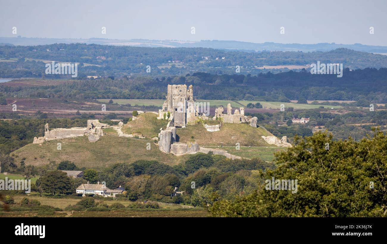 Kingston, Dorset, UK - September 21 : View of Corfe Castle in Dorset on September 21, 2022 Stock Photo