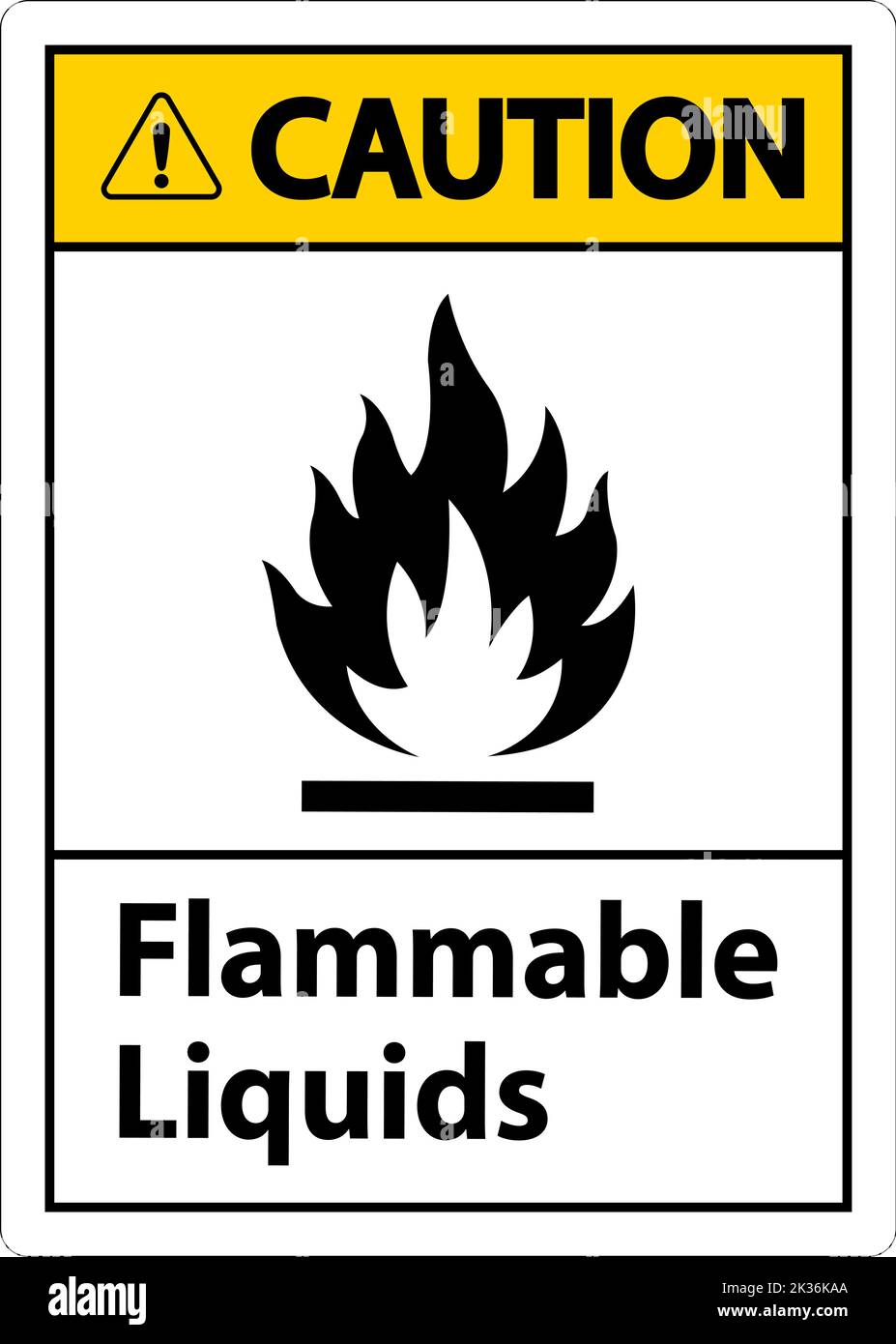 Caution Flammable Liquids Sign On White Background Stock Vector Image