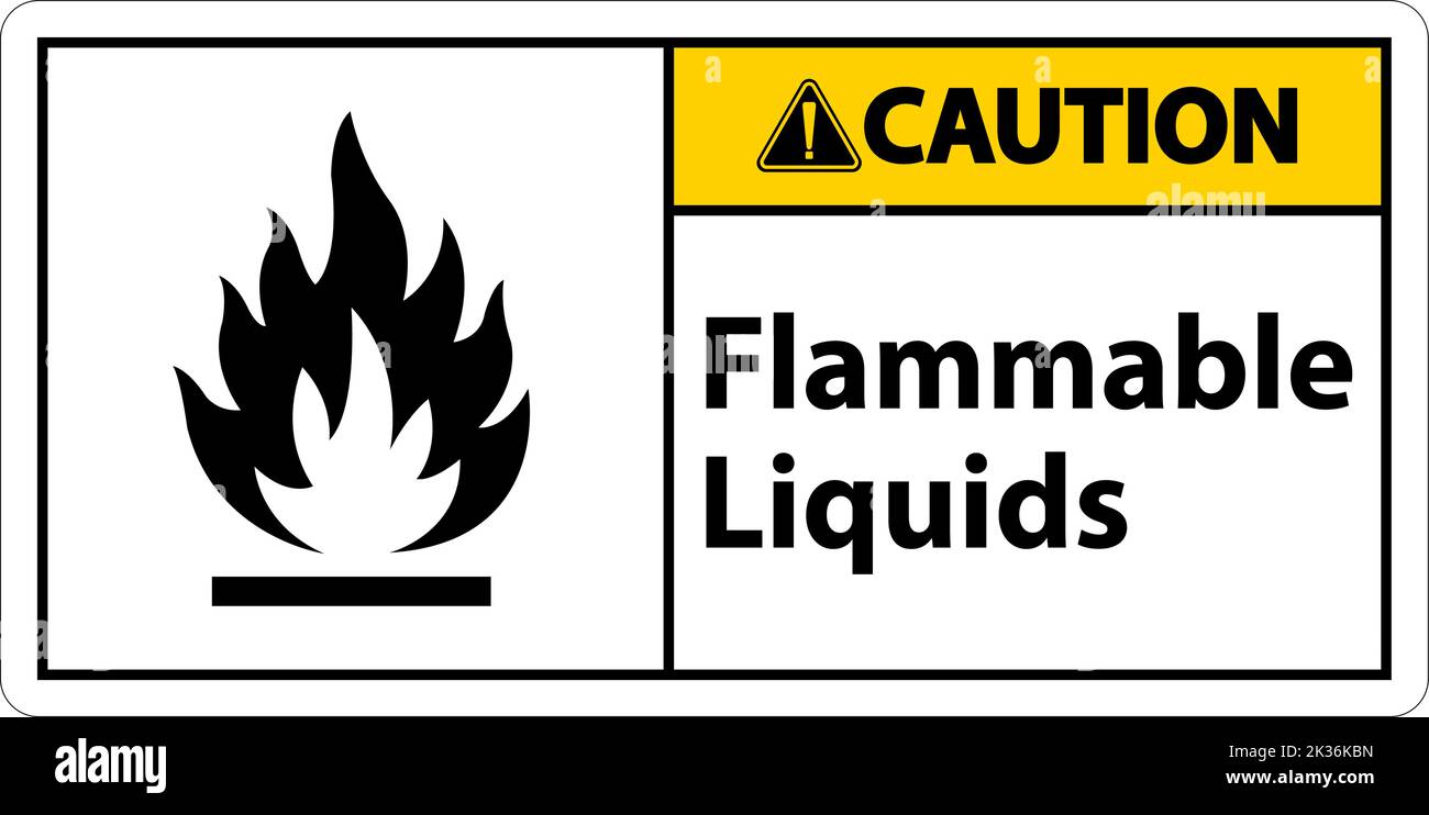 Caution Flammable Liquids Sign On White Background Stock Vector Image