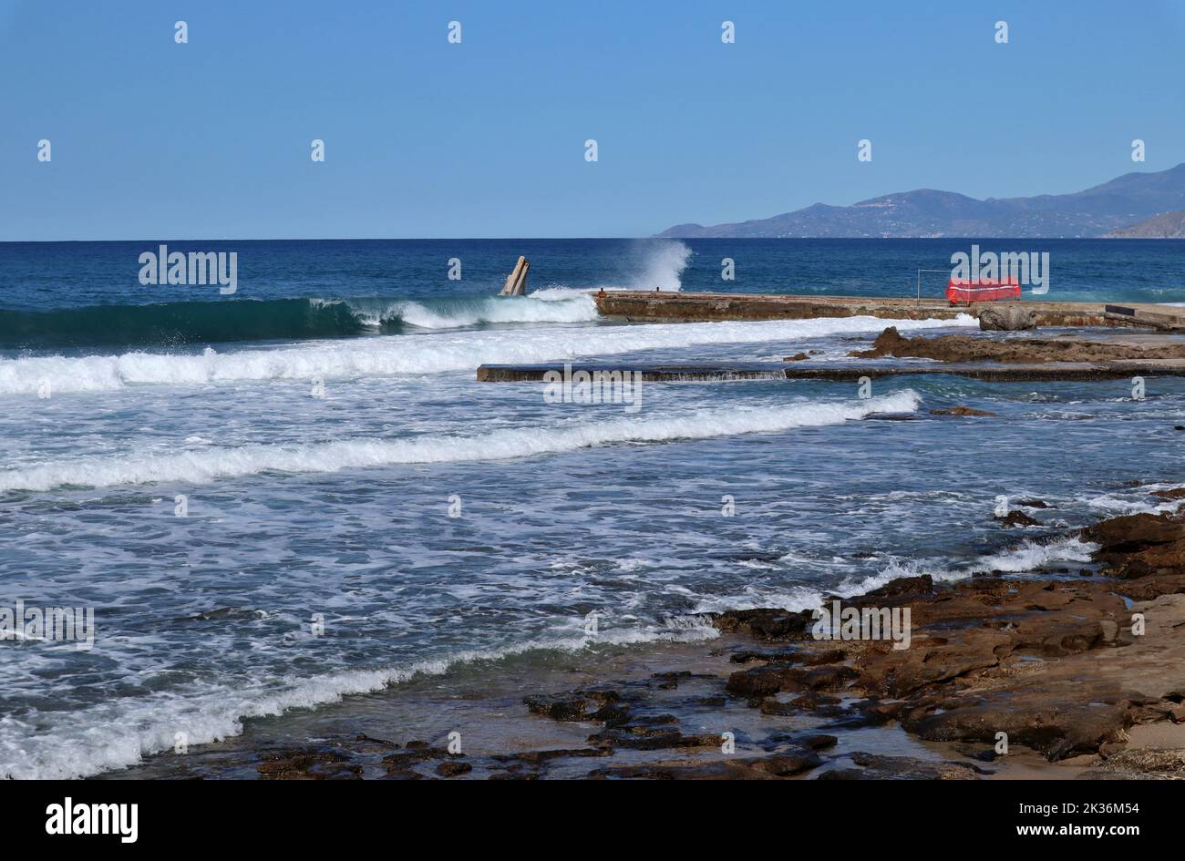 Palinuro - Pontile del Molo dei Francesi dalla costa Stock Photo