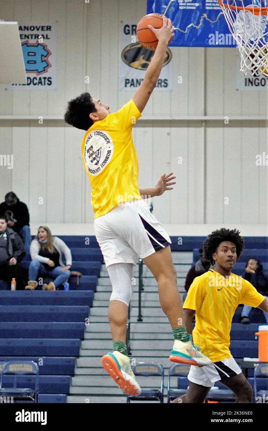 Noll vs Lake Station 2021 high school basketball. Competitions of school teams Stock