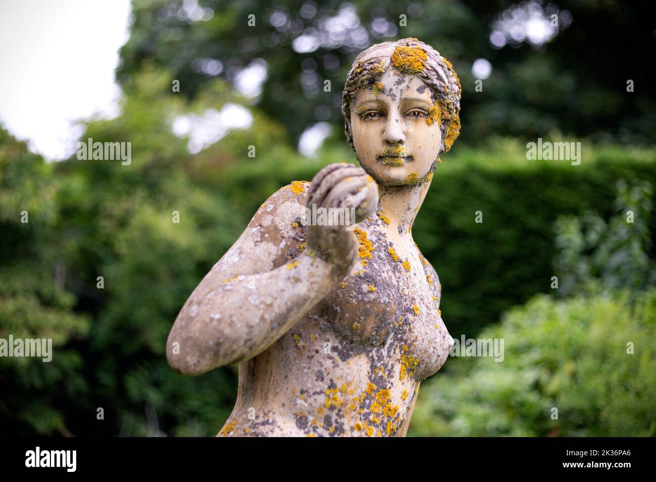 A statue in the grounds of Crook Hall and Gardens in County Durham.Crook Hall and Gardens closed in 2020 and the former owners approached the National Stock Photo