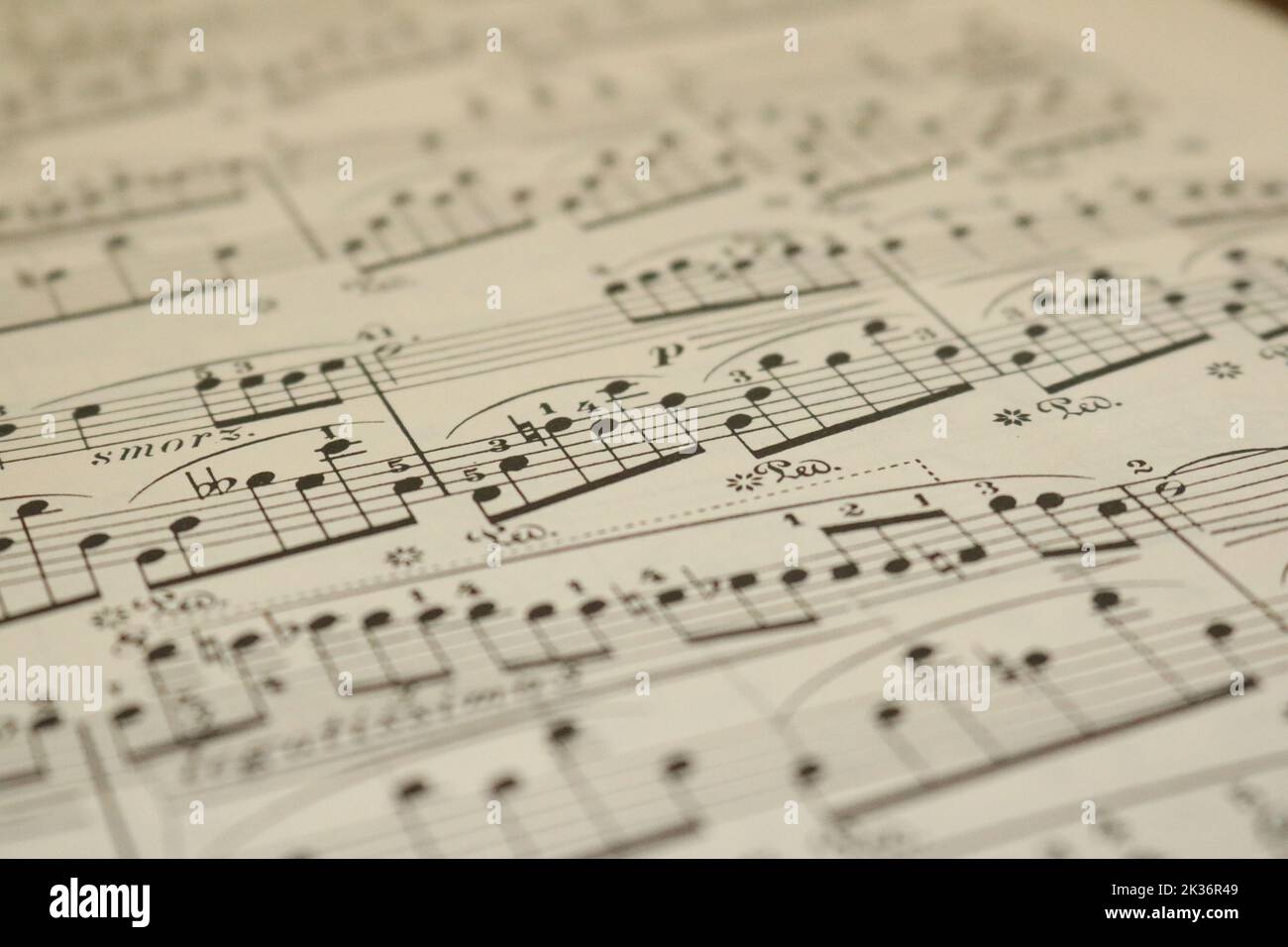 Chopin Nocturnes sheet music for the piano. Stock Photo