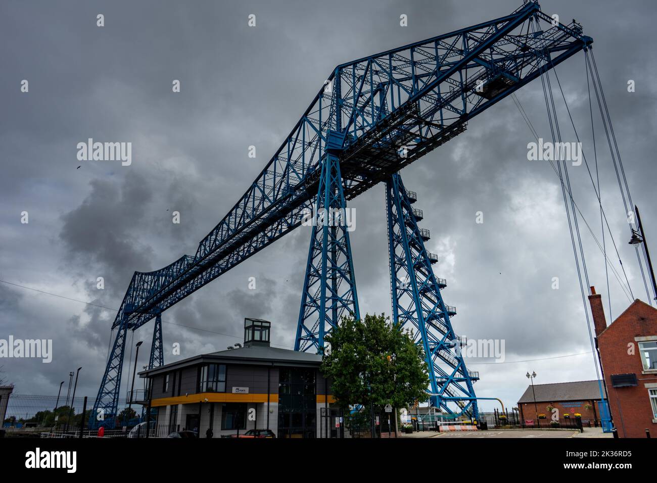 The Tees Transporter Bridge from below, Middlesbrough, Cleveland Stock Photo