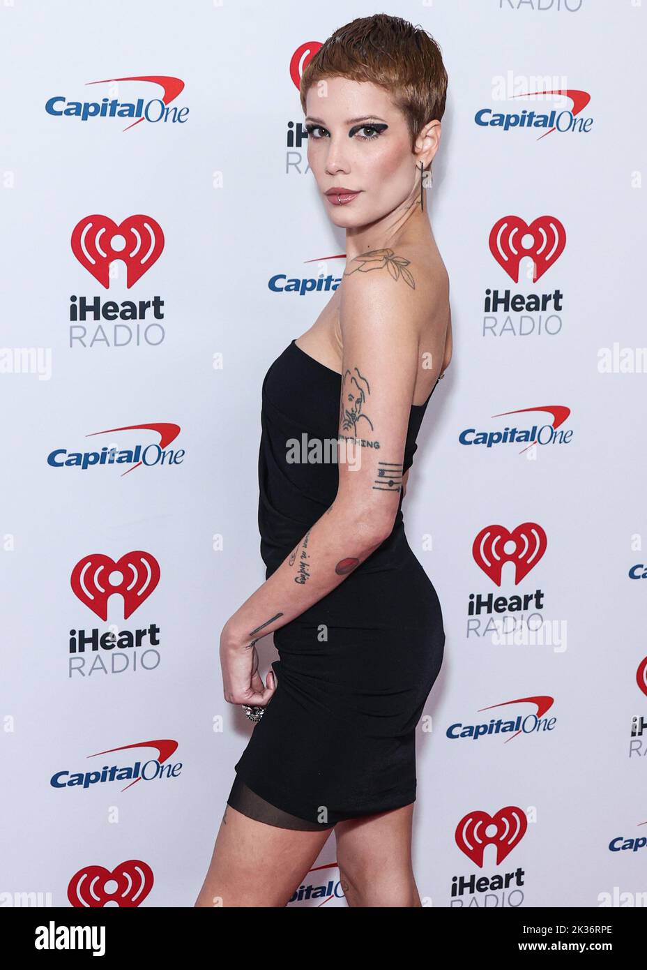 LAS VEGAS, NEVADA, USA - SEPTEMBER 24: Halsey (Ashley Nicolette Frangipane) poses in the press room at the 2022 iHeartRadio Music Festival - Night 2 held at the T-Mobile Arena on September 24, 2022 in Las Vegas, Nevada, United States. (Photo by Xavier Collin/Image Press Agency) Stock Photo