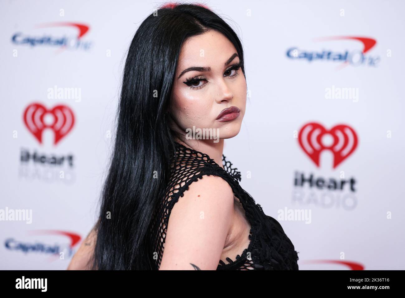 LAS VEGAS, NEVADA, USA - SEPTEMBER 24: Maggie Lindemann poses in the press room at the 2022 iHeartRadio Music Festival - Night 2 held at the T-Mobile Arena on September 24, 2022 in Las Vegas, Nevada, United States. (Photo by Xavier Collin/Image Press Agency) Stock Photo