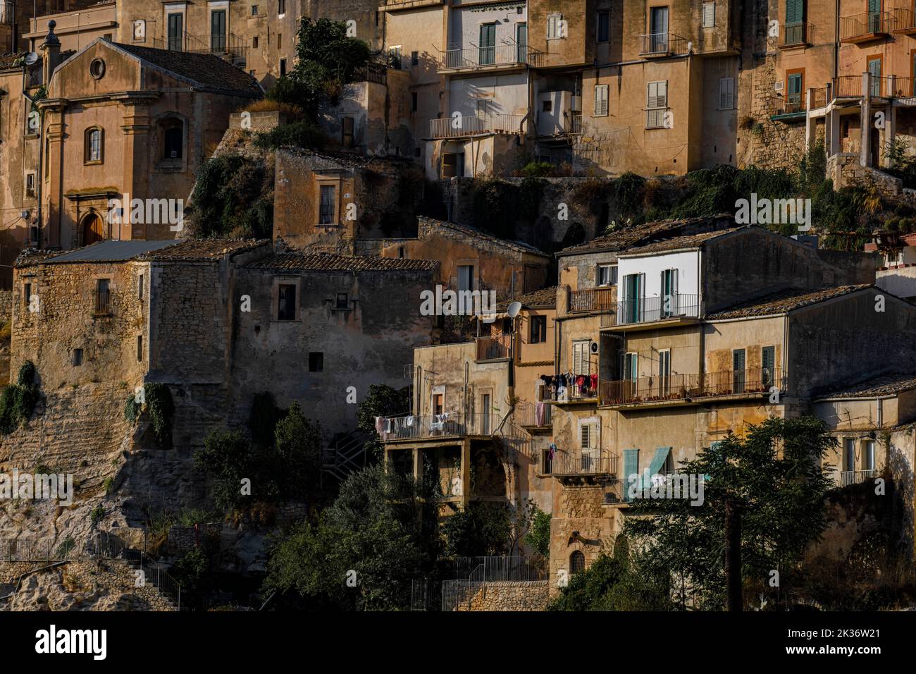 The ancient town of Ragusa Ibla in late afternoon in Sicily, Italy Stock Photo