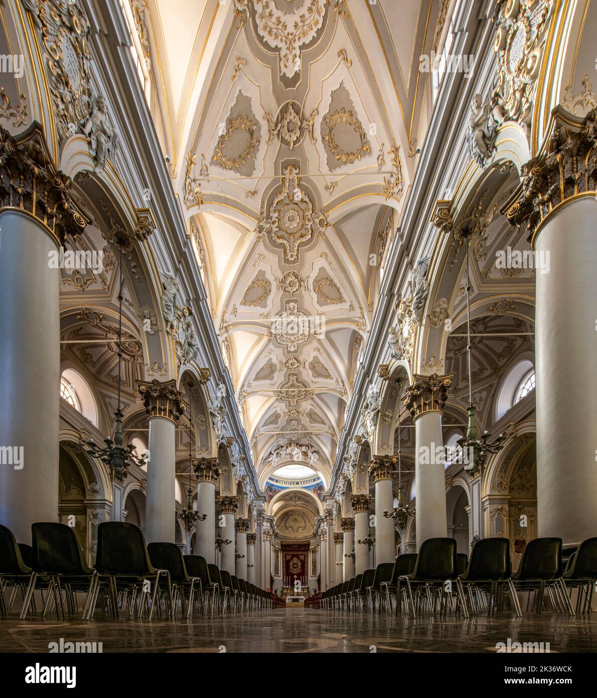 The intreior of Baroque interior of the 18th century Ragusa Cathedral in Ragusa Superiore, Sicily, Italy Stock Photo