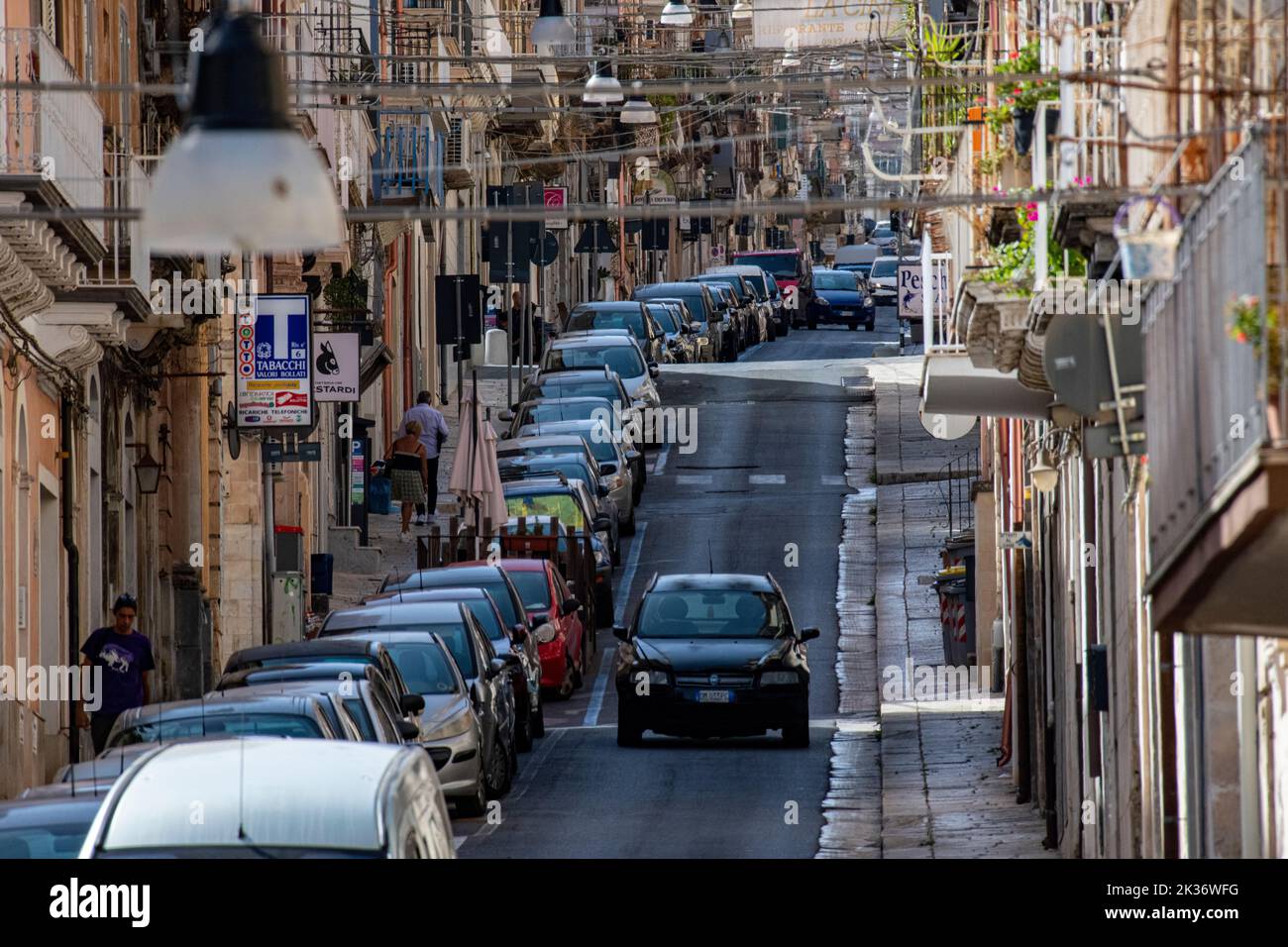 Busy streets in Ragusa Superiore, Ragusa, Sicily, Italy Stock Photo