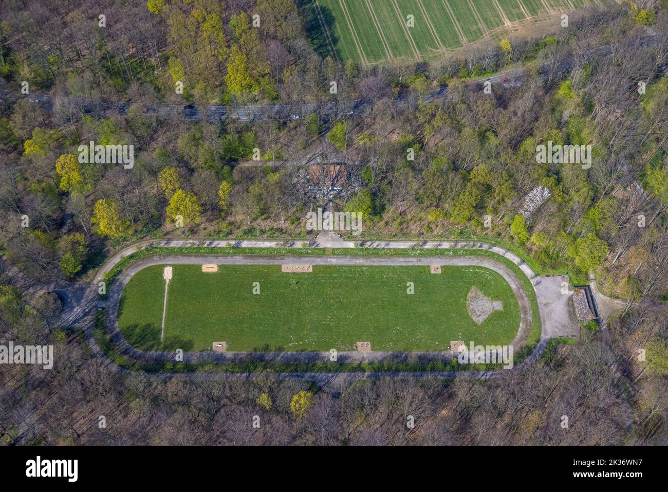  Small sports field and waldorf kindergarten in stadtwald hi-res stock 