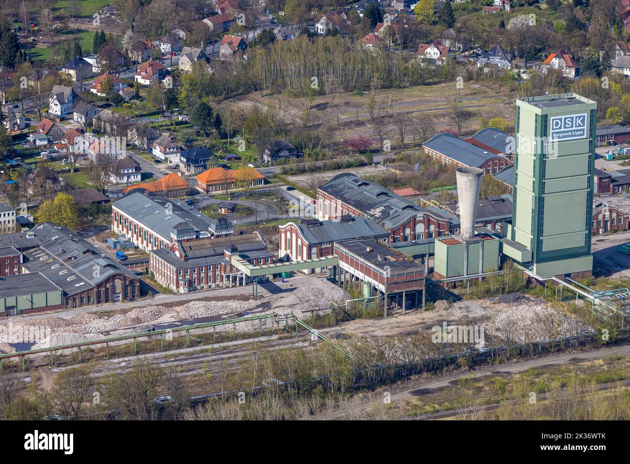 Aerial view, deconstruction of Westerholt colliery, former DSK Lippe mine, Westerholt, Herten, Ruhr area, North Rhine-Westphalia, Germany, DE, Europe, Stock Photo