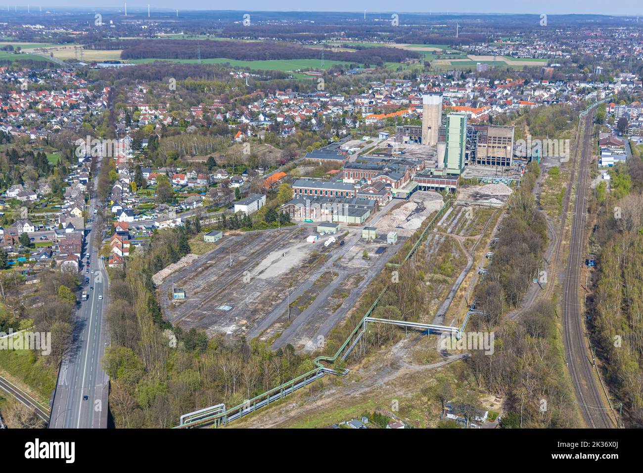 Aerial view, deconstruction of Westerholt colliery, former DSK Lippe mine, Westerholt, Herten, Ruhr area, North Rhine-Westphalia, Germany, DE, Europe, Stock Photo