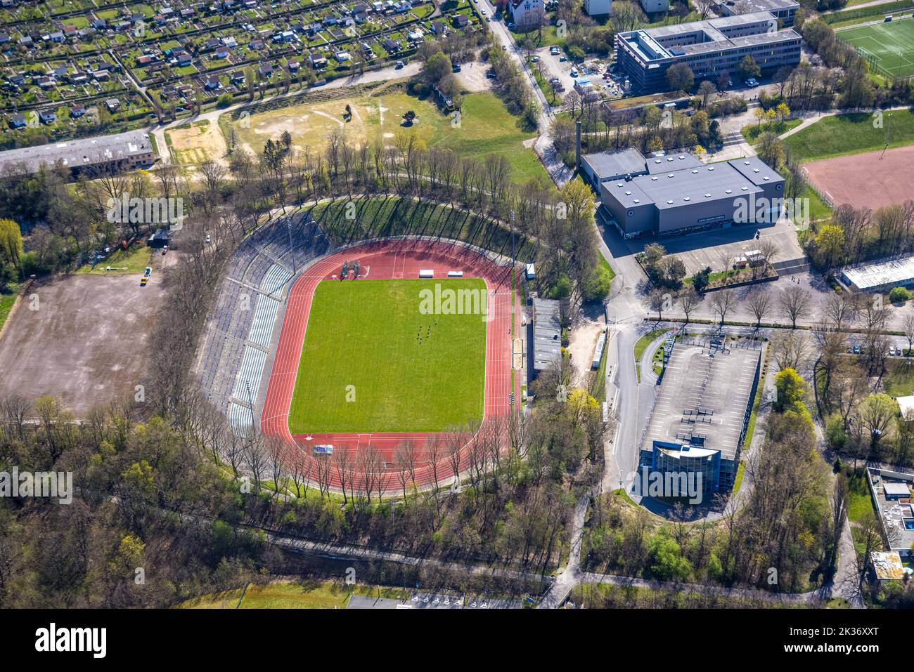 Aerial view, Sportpark Ischeland with Ischelandstadion and