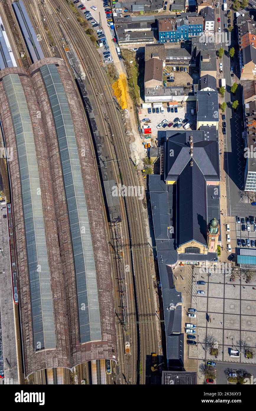 Aerial view, Hagen main station, middle town, Hagen, Ruhr area, North ...