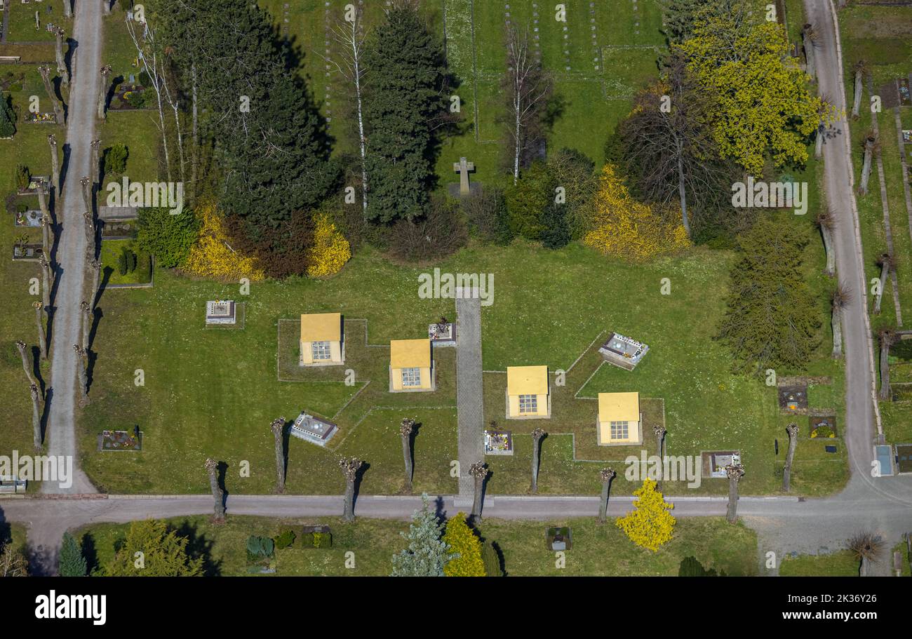 Aerial view, Rembergfriedhof, columbarium urn graves, Mittelstadt, Hagen, Ruhr area, North Rhine-Westphalia, Germany, Burial site, DE, Europe, Cemeter Stock Photo