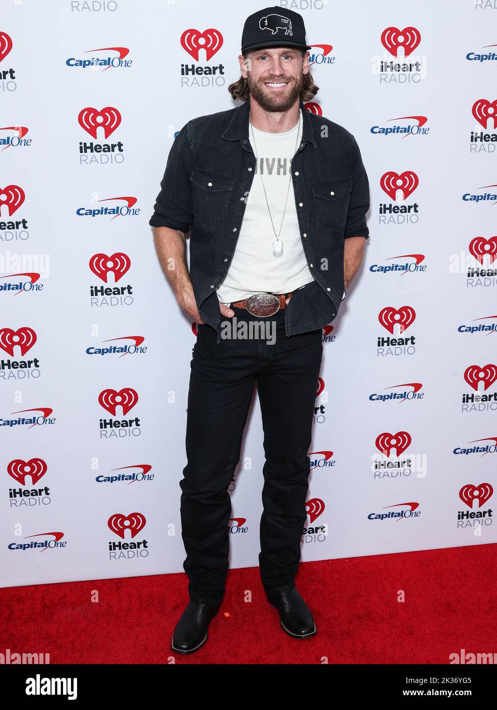 LAS VEGAS, NEVADA, USA - SEPTEMBER 24: Chase Rice poses in the press room at the 2022 iHeartRadio Music Festival - Night 2 held at the T-Mobile Arena on September 24, 2022 in Las Vegas, Nevada, United States. (Photo by Xavier Collin/Image Press Agency) Stock Photo