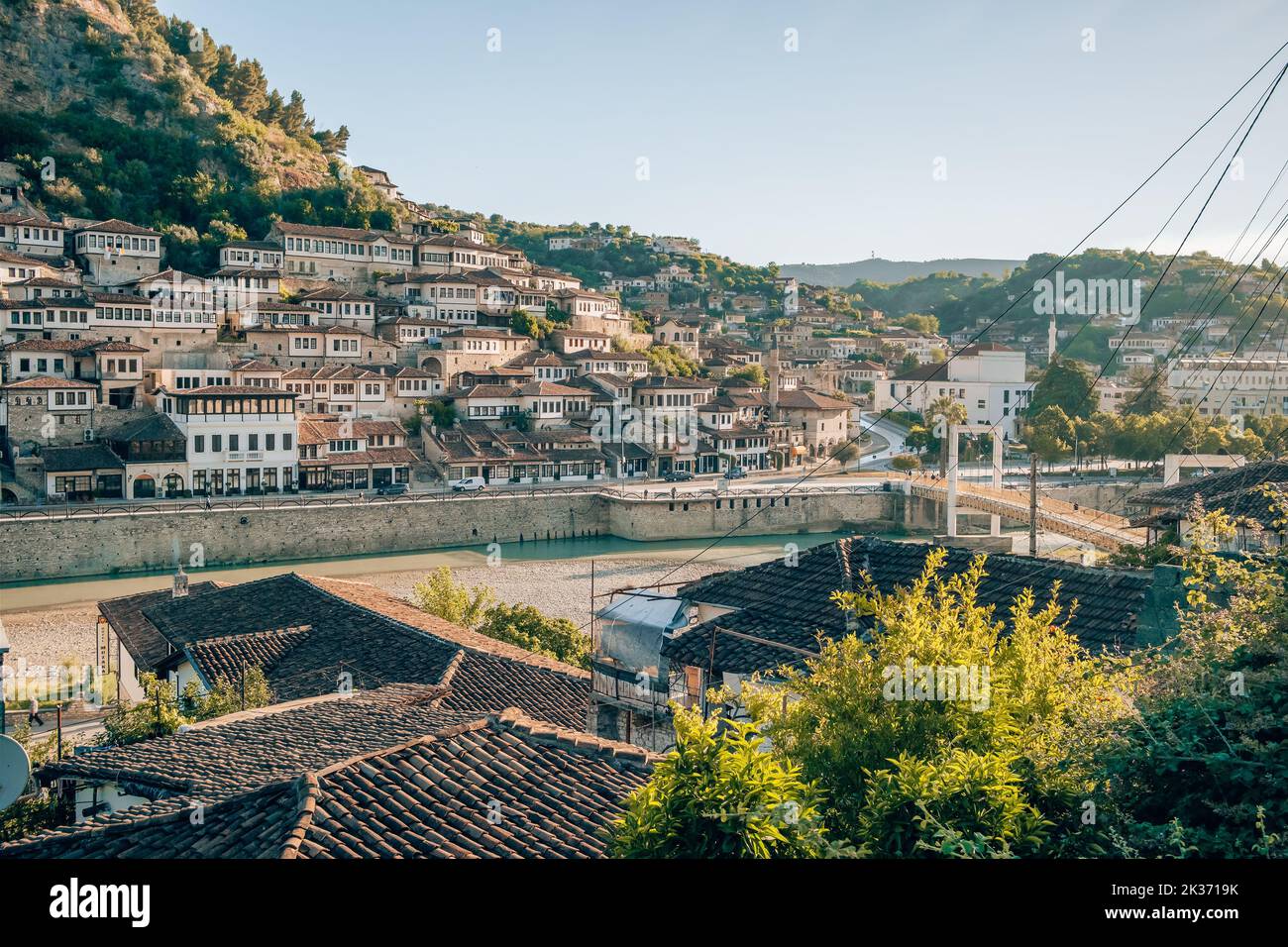 Panorama of the historic city of Berat in Albania Stock Photo