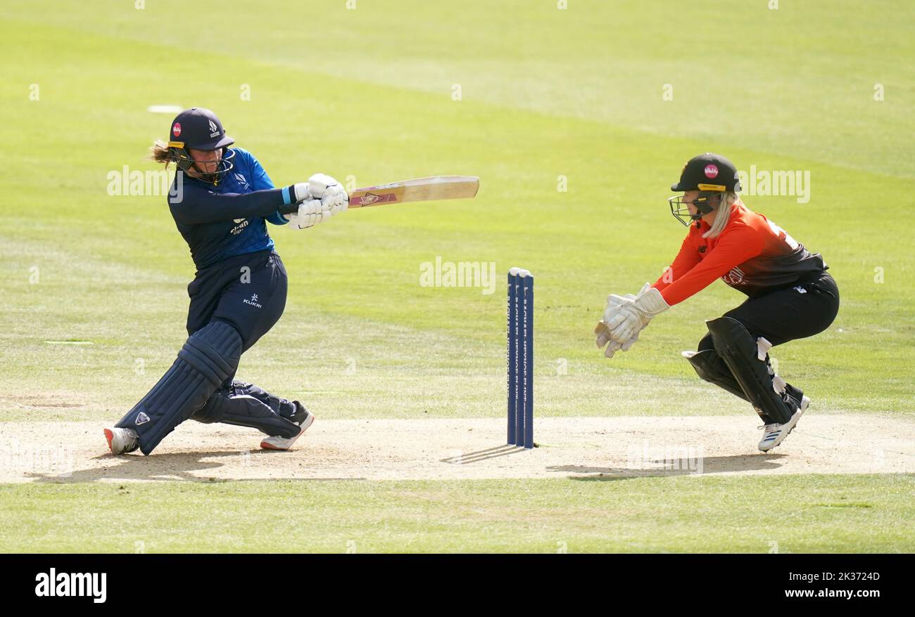 Northern Diamonds' Bess Heath bats during the Rachael Heyhoe Flint Trophy Final at Lord's, London. Picture date: Sunday September 25, 2022. Stock Photo