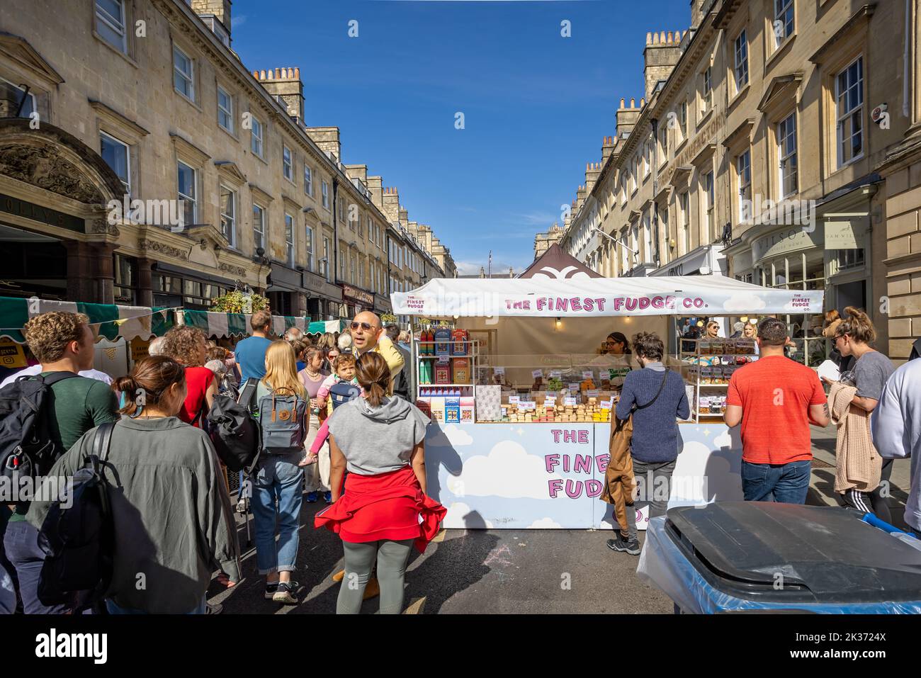 Crowds of people at the Great Bath Feast street food festival in Milsom Street, Bath, Avon, UK on 24 September 2022 Stock Photo