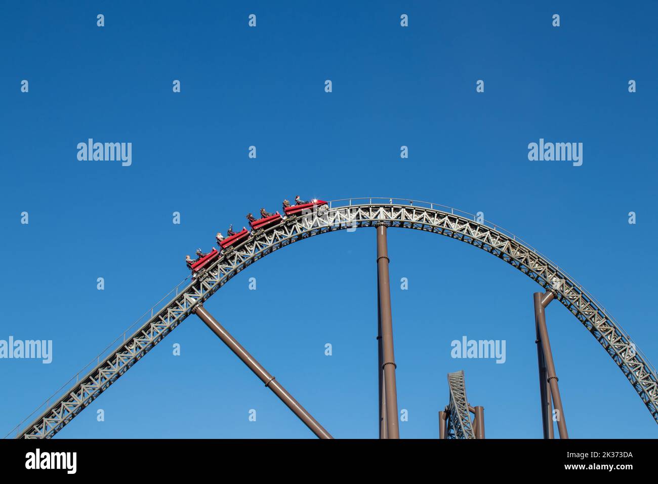 Roller coaster at the Amusement Park. Stock Photo