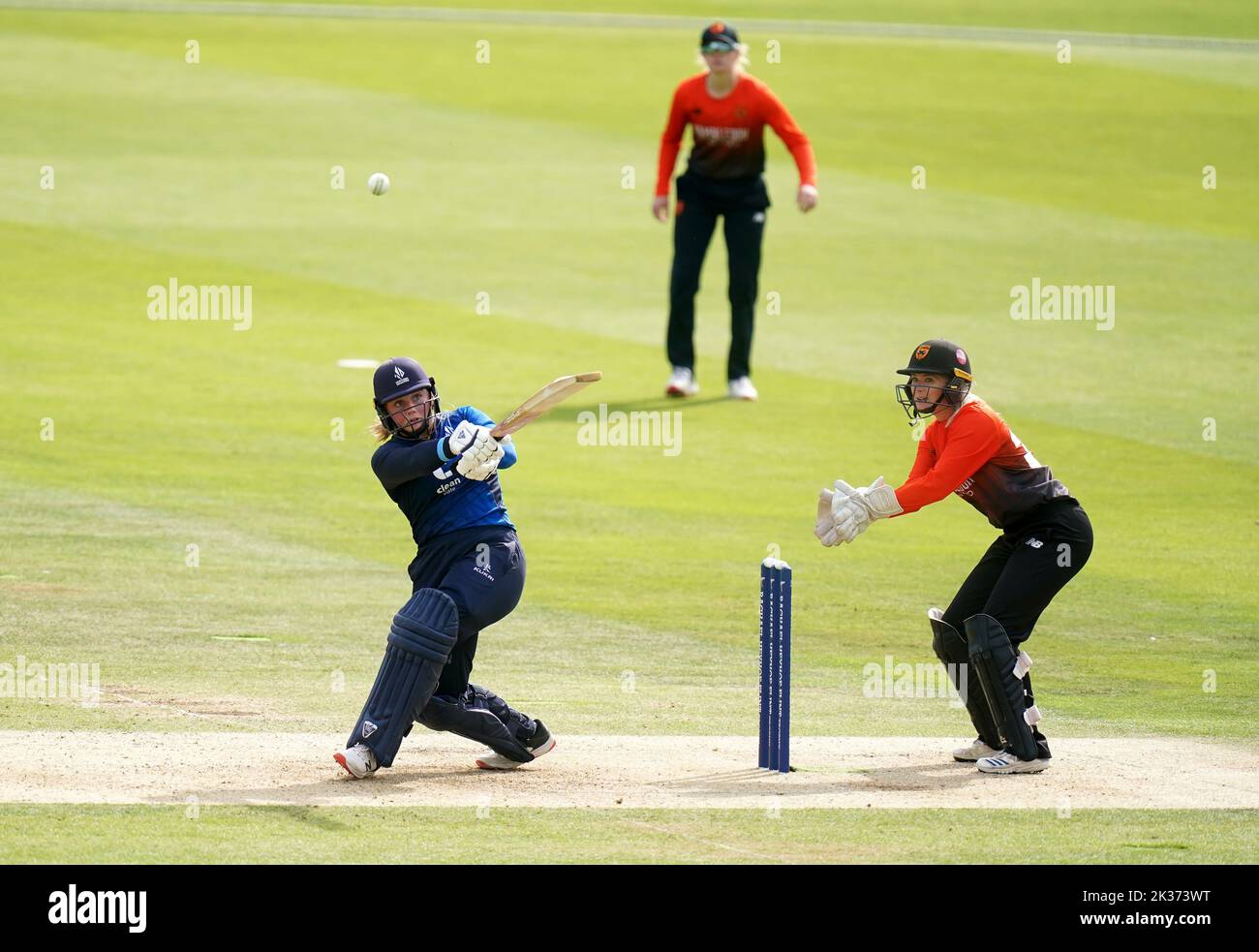 Northern Diamonds' Bess Heath bats during the Rachael Heyhoe Flint Trophy Final at Lord's, London. Picture date: Sunday September 25, 2022. Stock Photo
