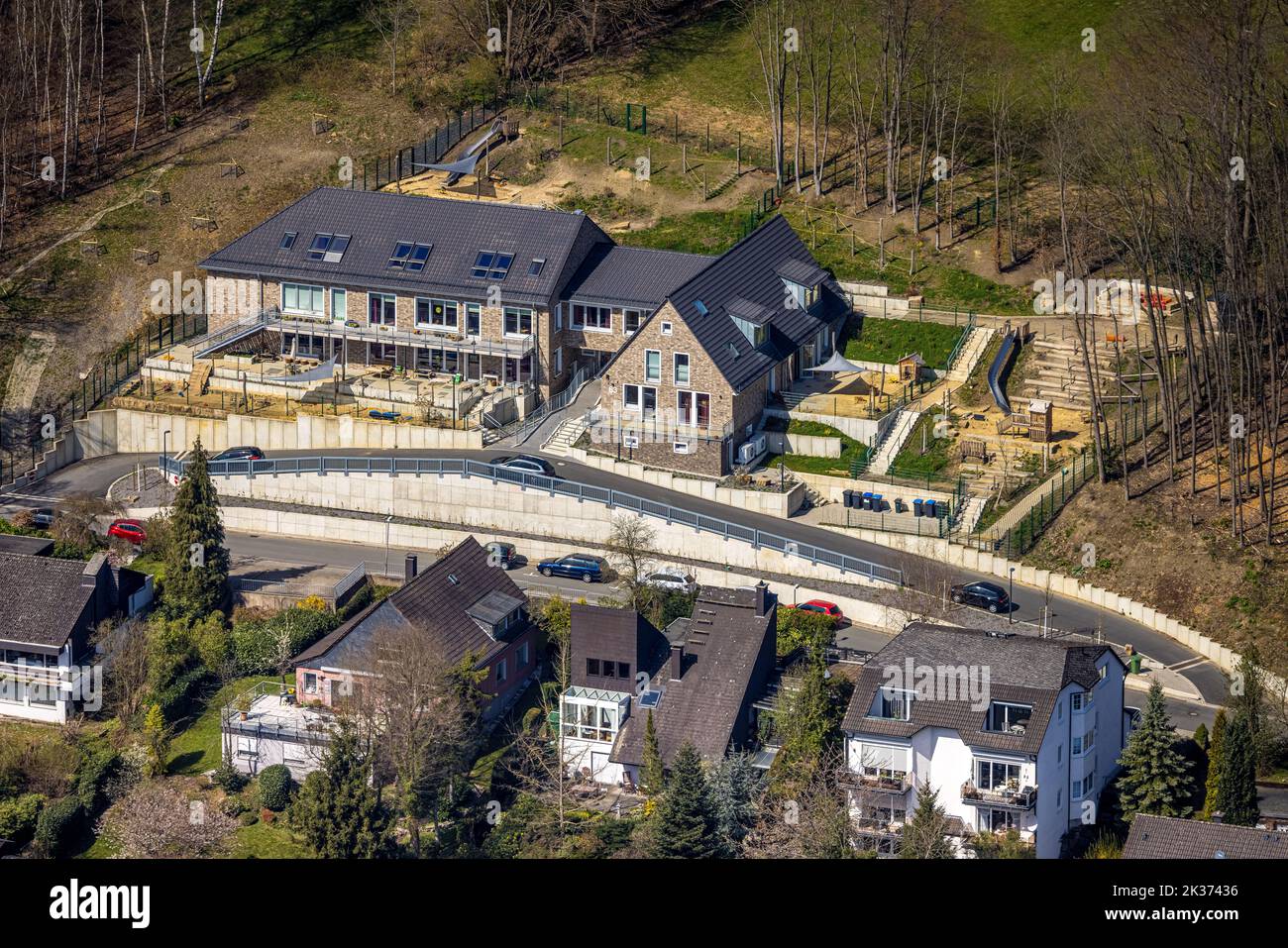  Aerial view, construction site and new building for a Waldorf Motiv 