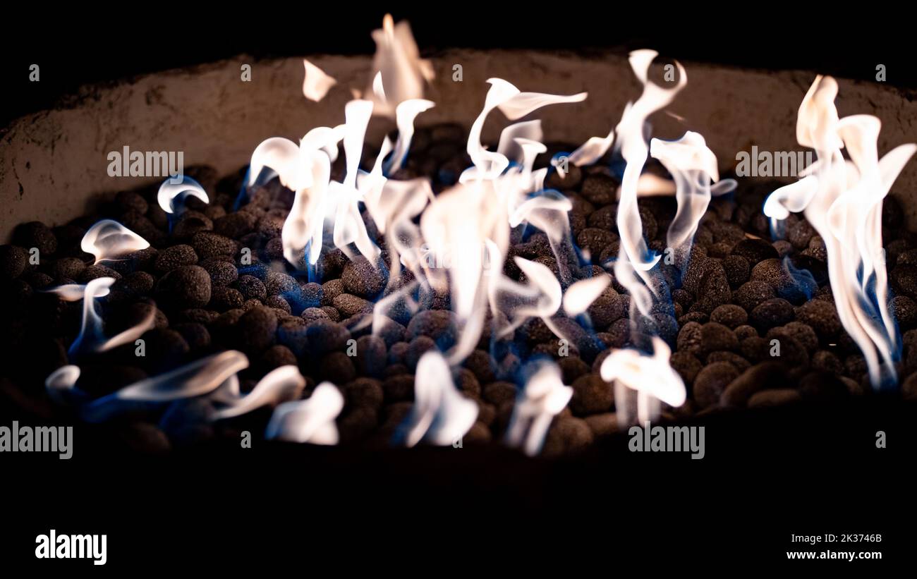 A charcoal in flame on the pit Stock Photo