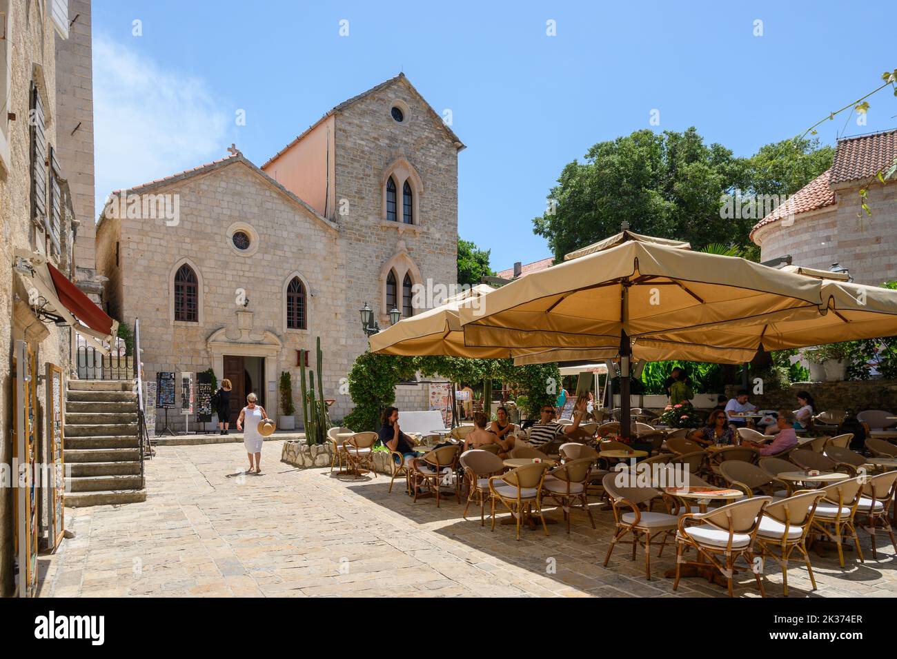 Budva, Montenegro - June 6, 2022: Budva Old Town, famous tourist destination in Montenegro Stock Photo
