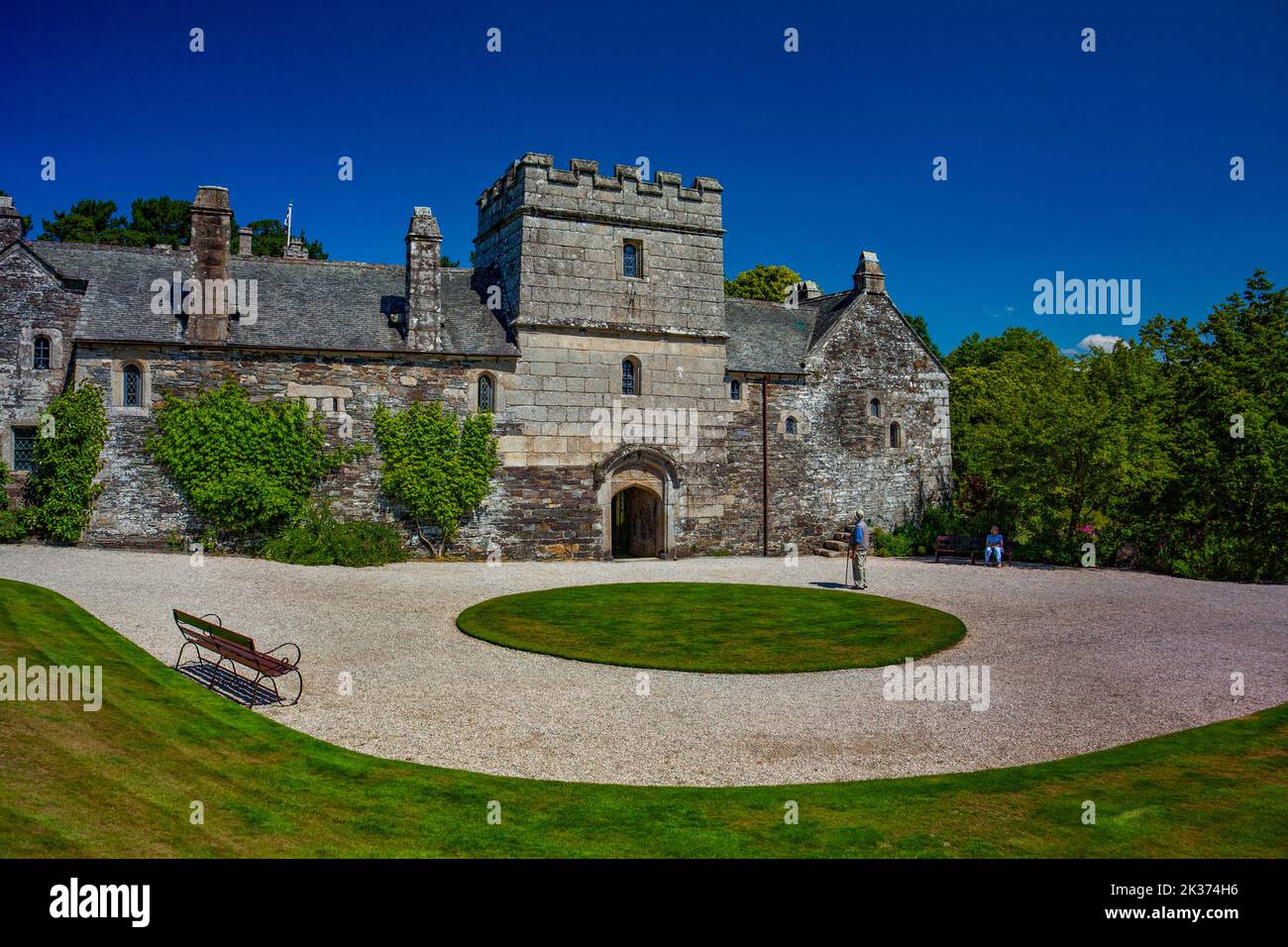 The entrance to the medieval Tudor manor house at Cothele, nr Calstock, Cornwall, England, UK Stock Photo