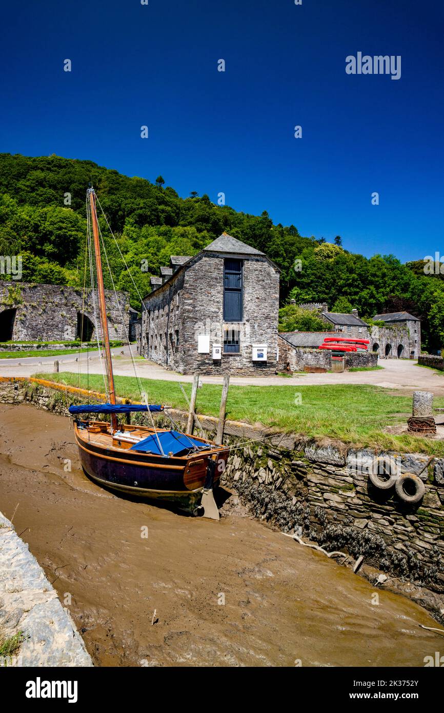 Cresta, a sailing boat moored at Cothele Quay on the River Tamar, Cornwall, England, UK Stock Photo