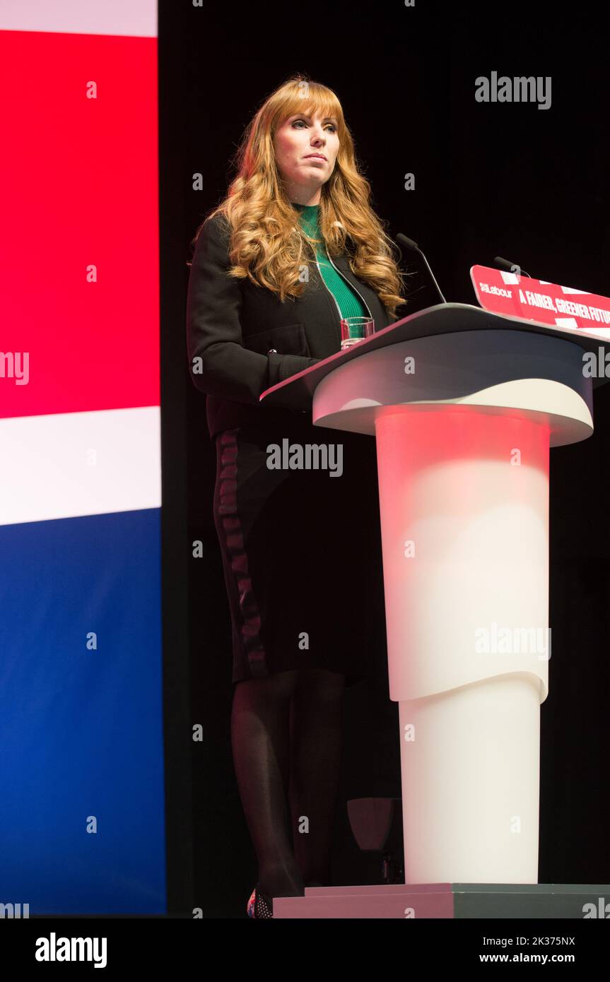 Liverpool, UK. 25th Sept 2022. Angela Rayner MP, Deputy Leader, Labour party conferences opens today with a tribute to the HM Queen, followed by speeches, MS Bank Arena Liverpool. (Terry Scott/SPP) Credit: SPP Sport Press Photo. /Alamy Live News Stock Photo