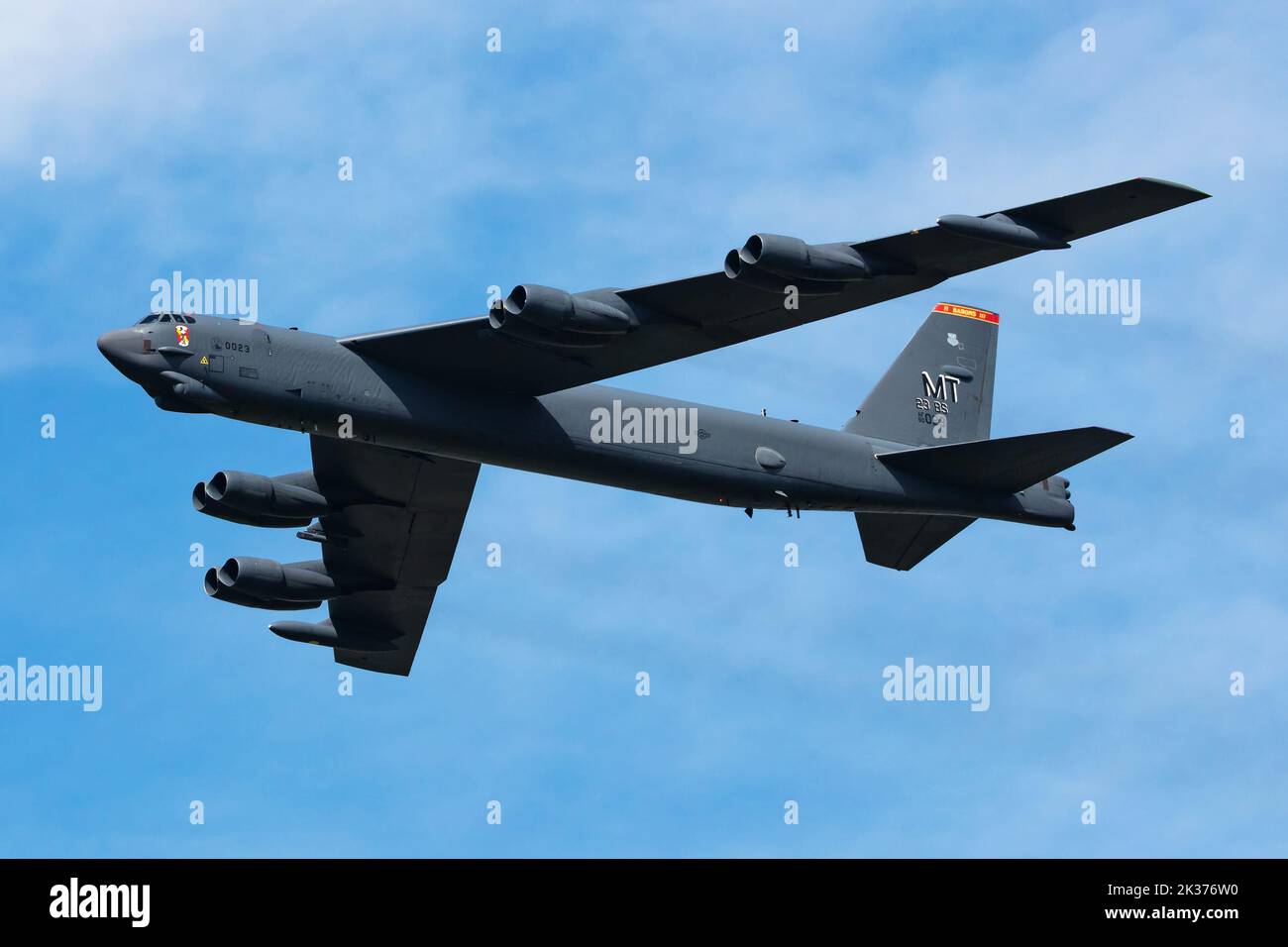 Zeltweg, Austria - September 3, 2022: US Air Force Boeing B-52 Stratofortress strategic bomber plane at air base. Military aircraft. Aviation industry Stock Photo