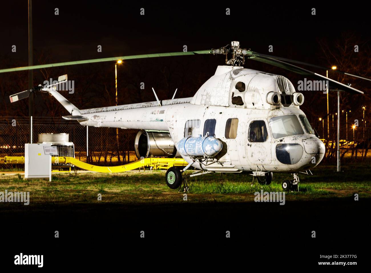 Budapest, Hungary - December 6, 2017: Commercial helicopter at airport and airfield. Rotorcraft. General aviation industry. Civil utility transportati Stock Photo