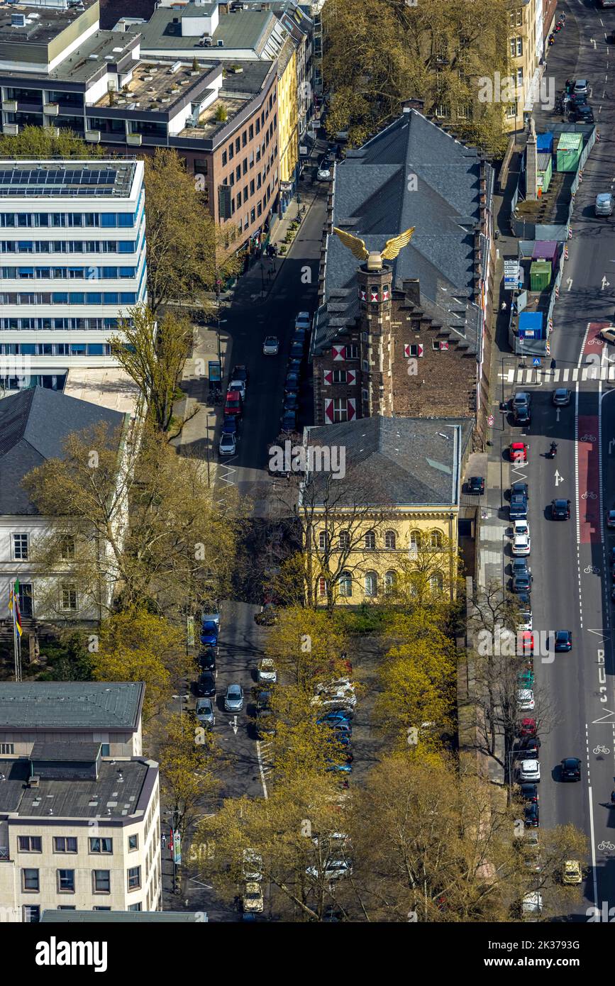 Aerial view, Old Guard Guard Building and Armory, Golden Bird, The Golden Bird, Winged Car, Cologne City Museum Building Complex, Zeughausstraße, Old Stock Photo