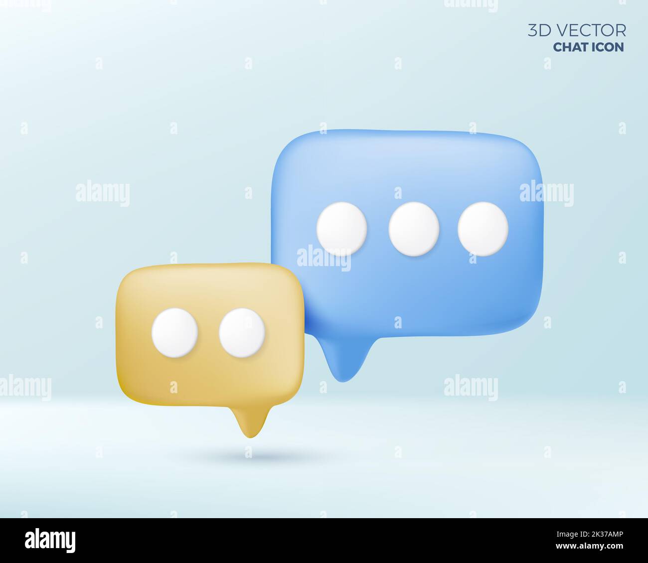 3D chat bubble design in blue and yellow color, isolated icon mesh Vector illustration. You can used for Marketing process, workflow presentations lay Stock Photo