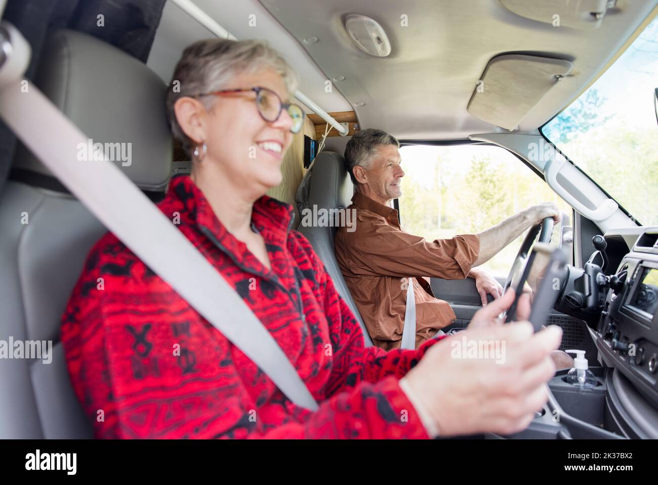 Man driving camper van Stock Photo - Alamy